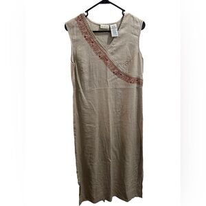 🖤 White stag linen blend maxi sleeveless dress size Medium